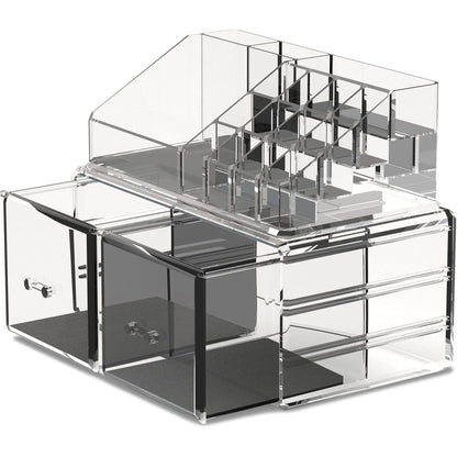 Transparenter Makeup Organizer 2 Lagen Kosmetik Aufbewahrungsbox 2 Schubladen