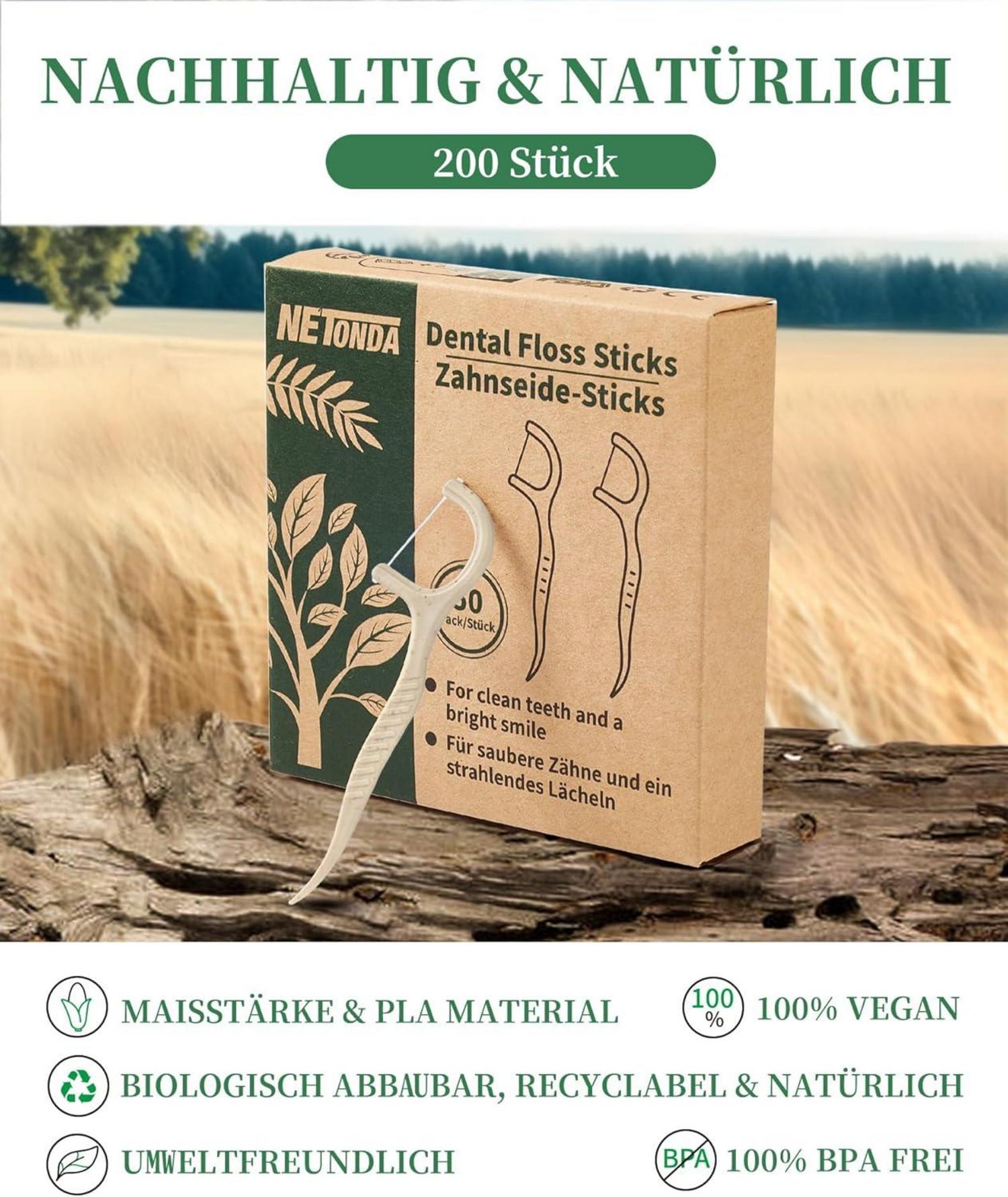 Nachhaltige Zahnseide Sticks 200 Stk. Natürliche Dental Floss Picks