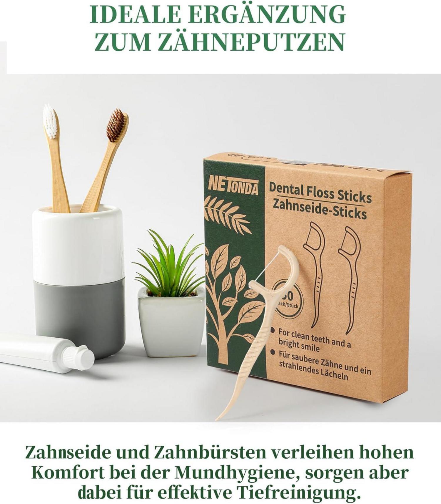200 Nachhaltige Zahnseide Sticks Vegane Dental Floss Picks Natürlich