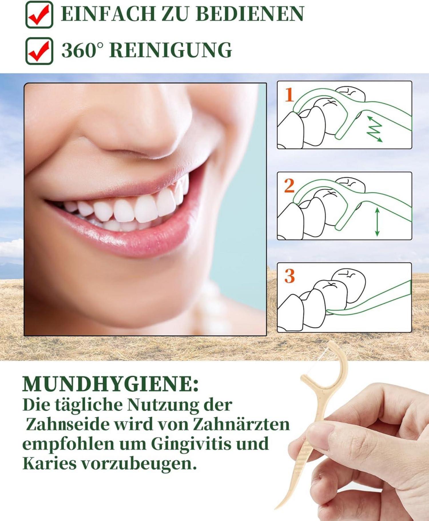 200er Pack Nachhaltige Vegane Zahnseide Sticks Plastikfrei - Dental