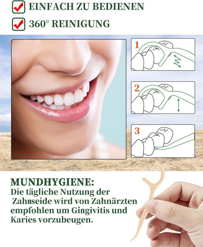 200er Pack Nachhaltige Vegane Zahnseide Sticks Plastikfrei - Dental