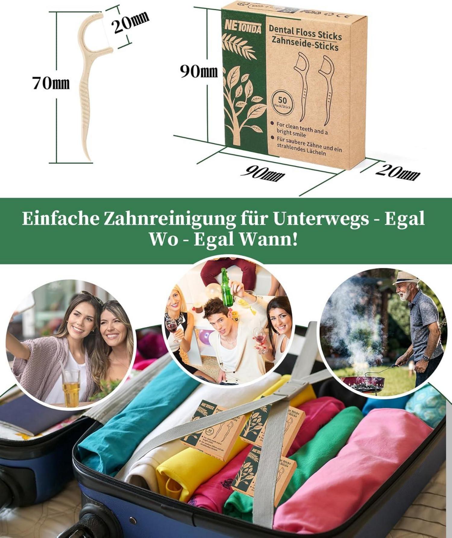 200 Nachhaltige Zahnseide Sticks Vegane Dental Floss Picks Natürlich