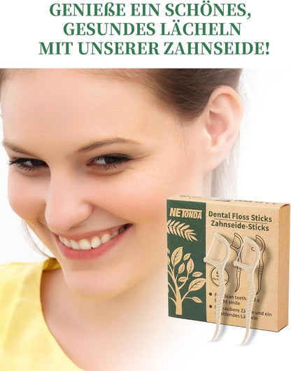 300 Stück Nachhaltige Zahnseide Stick Vegan Dental Floss Picks Plastikfrei 6 x 50er