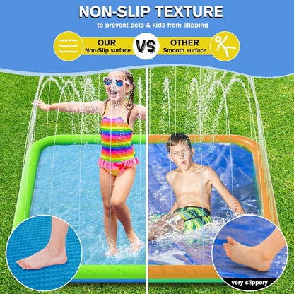 Pecute Sprinkler Wasser-Spielmatte Splash Pad Blau