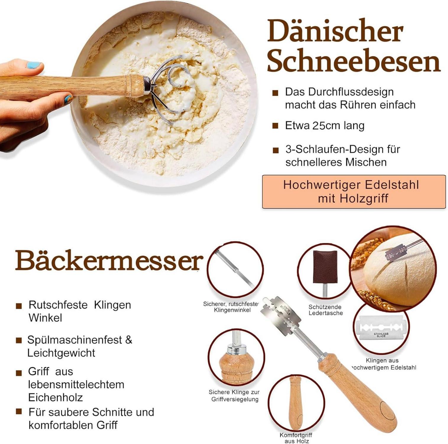 Gärkorb Set aus Peddigrohr zum Brot backen rund 23cm und 25cm