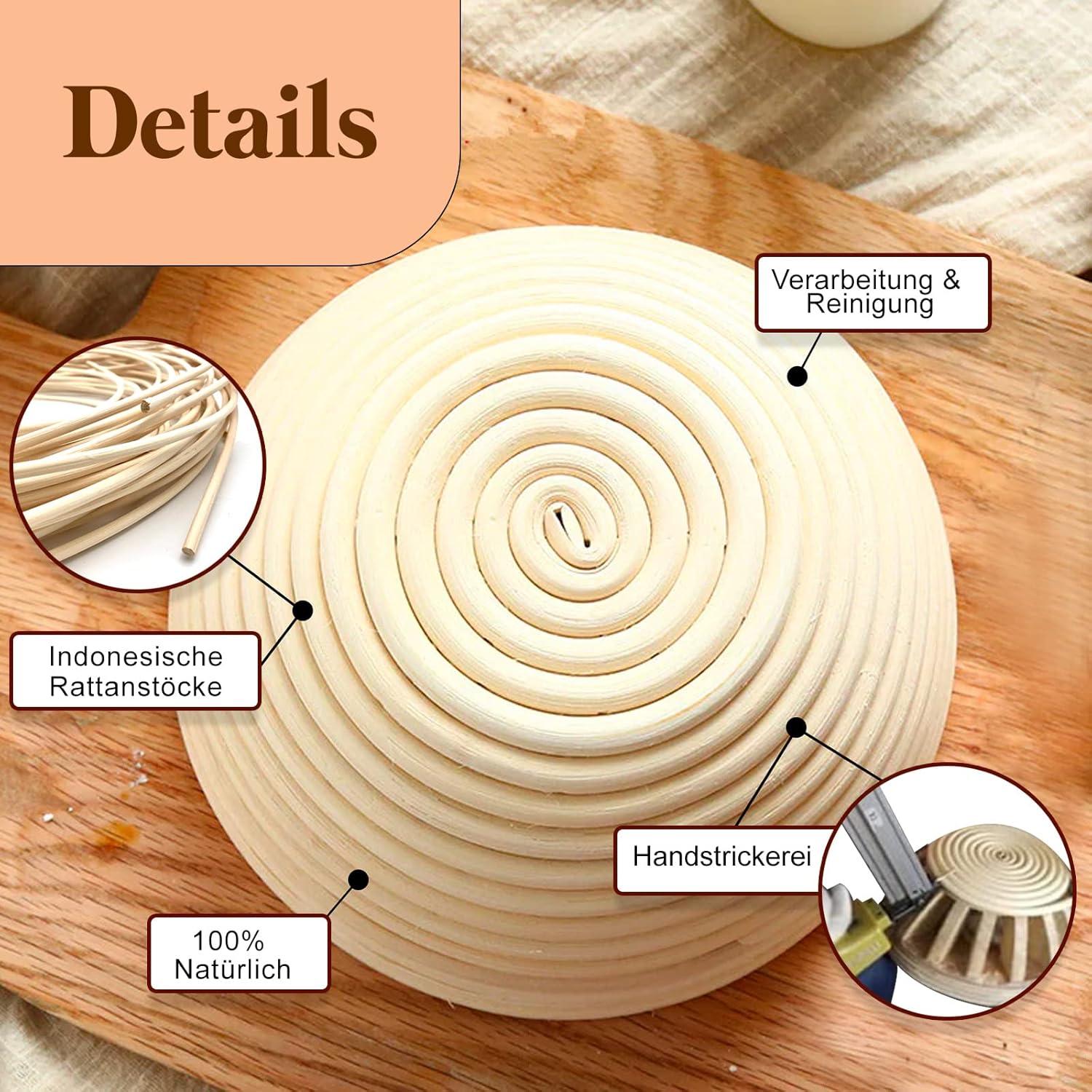 Gärkorb Set Brot Peddigrohr Brotbackkorb Backset 23cm 25cm Rattan