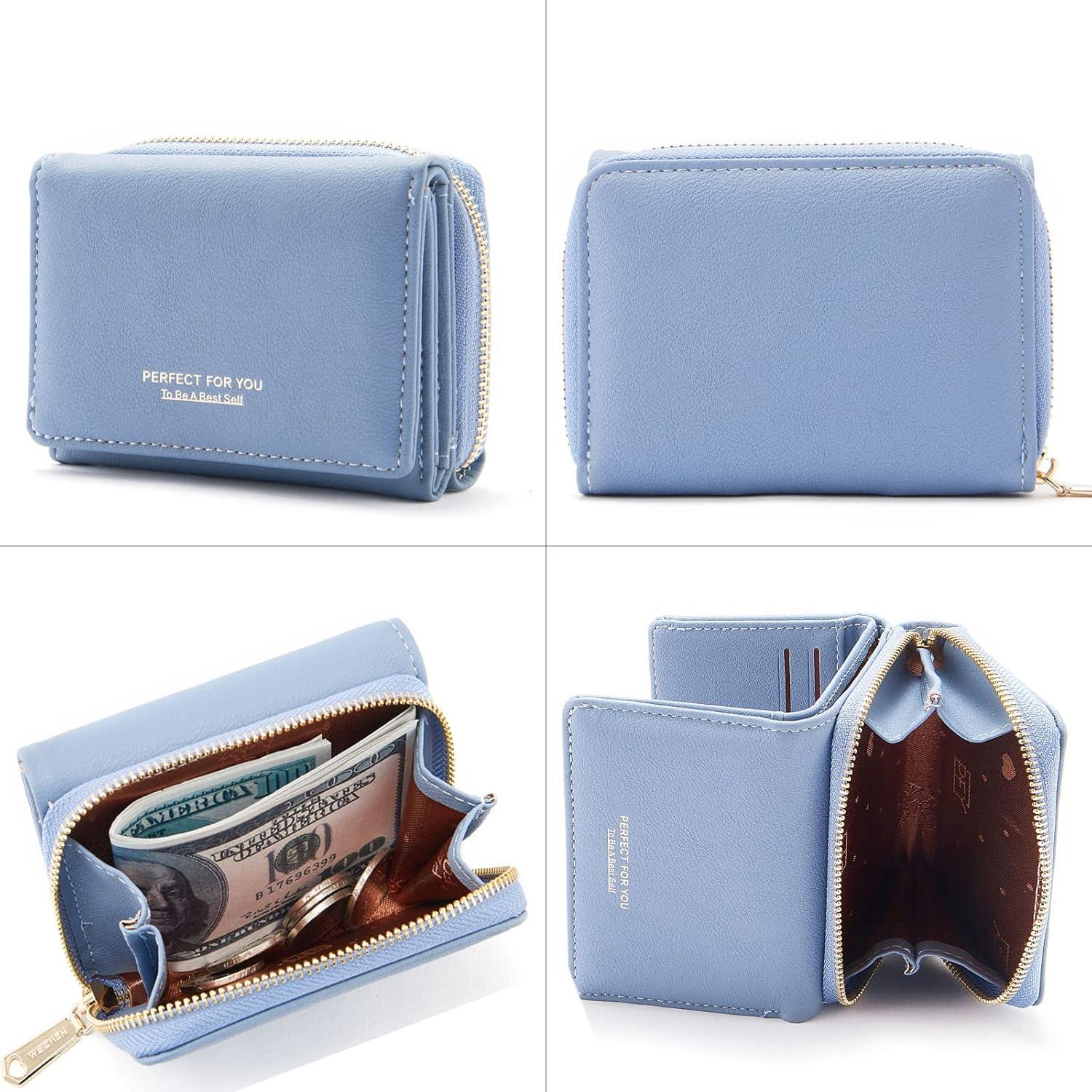 Elegante Damen Geldbörse klein mit Großem Münzfach - Blau