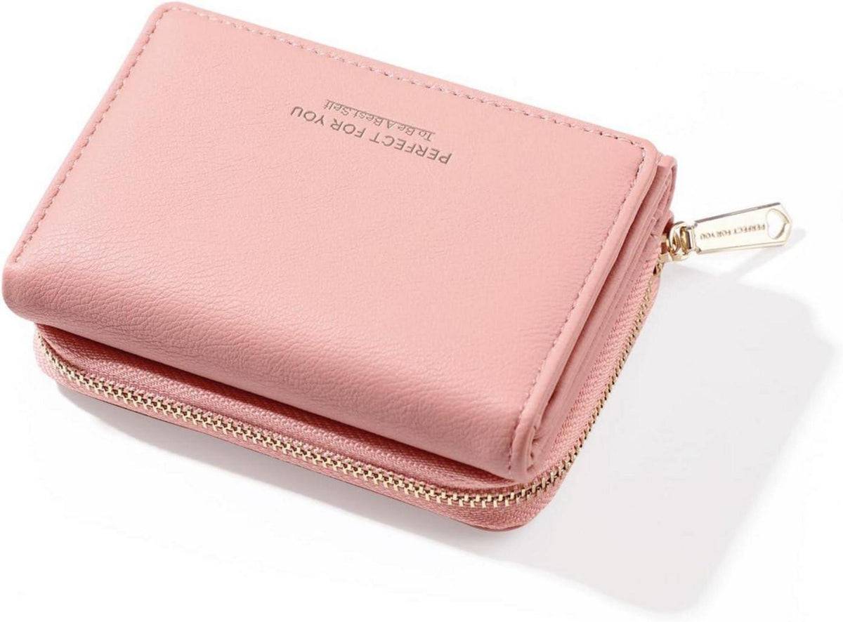 Damen Geldbörse klein mit Großem Münzfach und Kapazität in Rosa