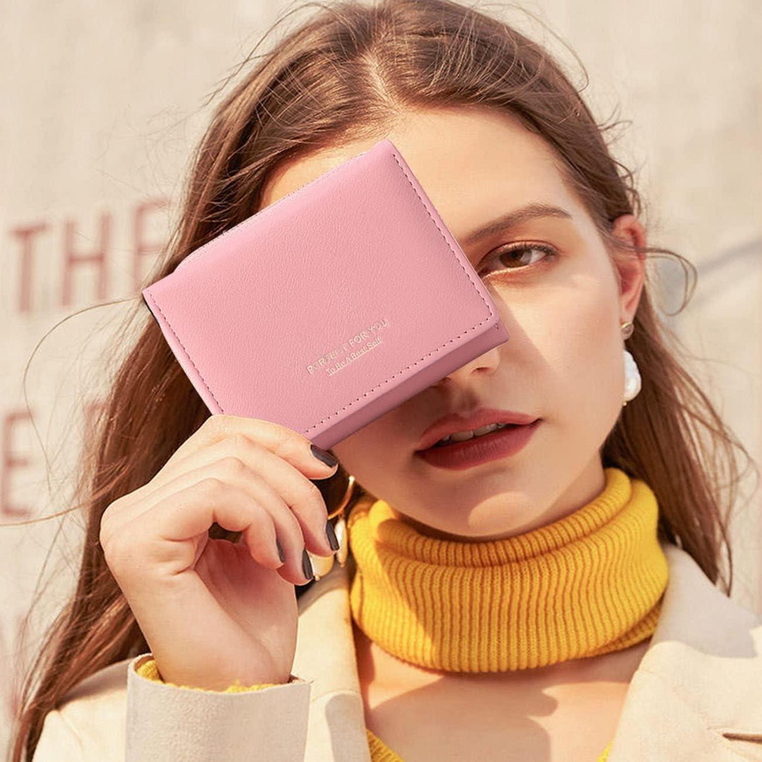 Kleine Geldbörse Damen mit Großer Kapazität in Rosa