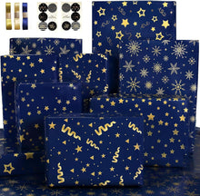 Geburtstag Geschenkpapier Dunkelblau Goldstreifen Jungen Set