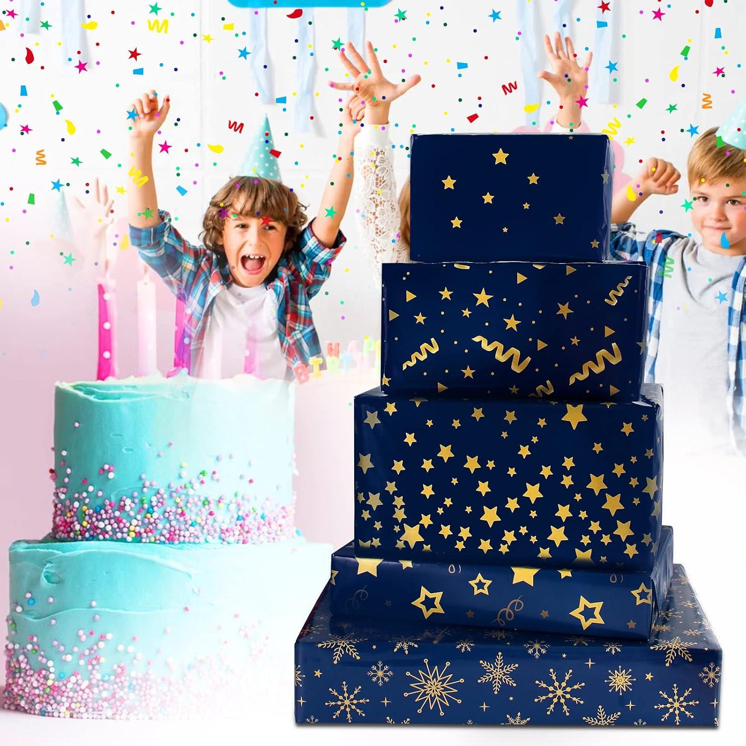 Hochwertiges Marineblaues Geschenkpapier-Set für Männer und Jungen