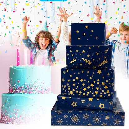 Hochwertiges Marineblaues Geschenkpapier-Set für Männer und Jungen