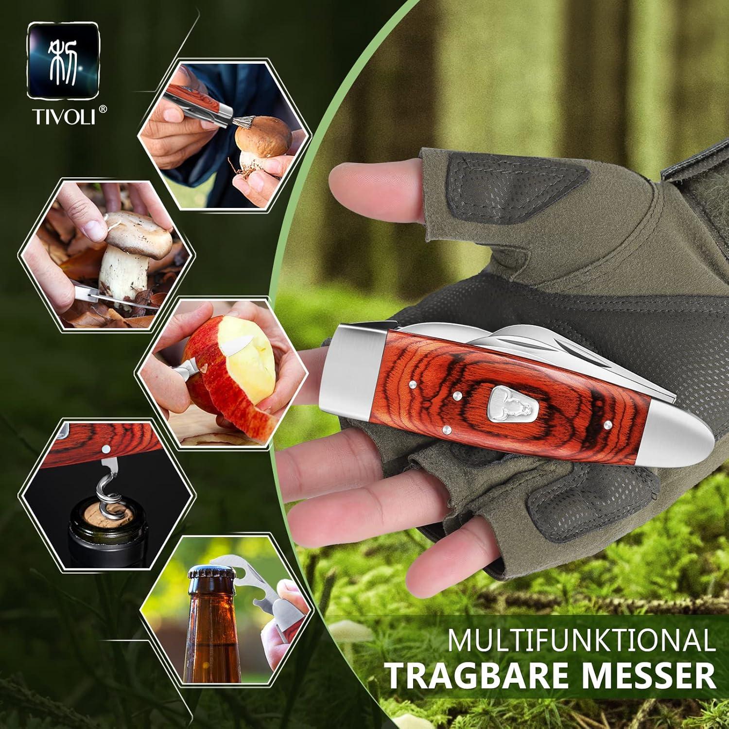 TIVOLI Survival Messer D2 Stahl Feststehende Klinge Bushcraft Messer Rot