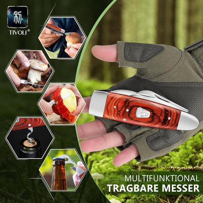TIVOLI Survival Messer D2 Stahl Feststehende Klinge Bushcraft Messer Rot