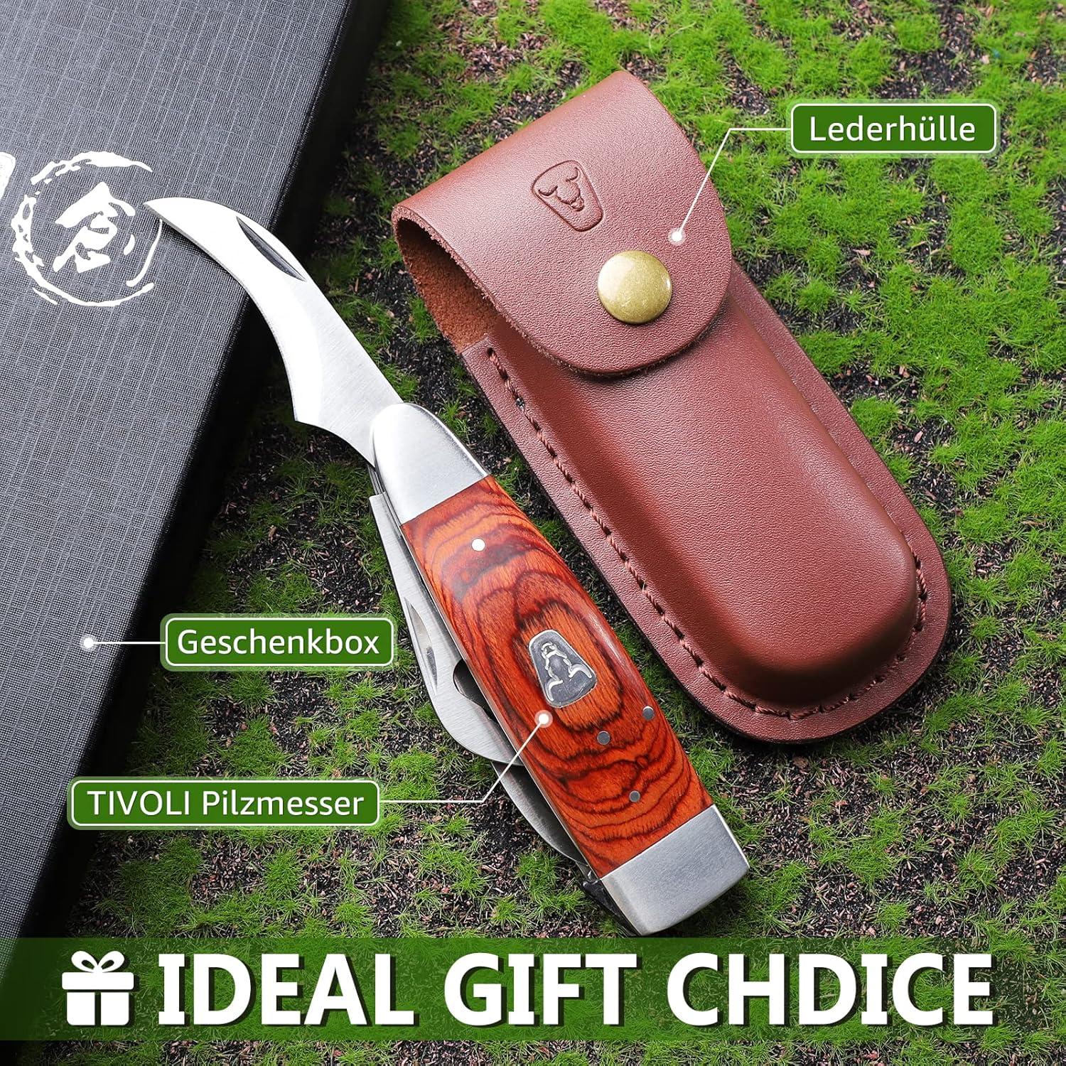 Outdoor Survival Messer TIVOLI Groß aus D2 Stahl mit Scheide Rot