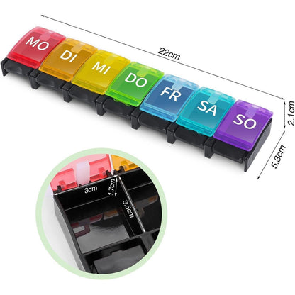 Tablettenbox 7 Tage Deutsch Pillendose Medikamentenbox