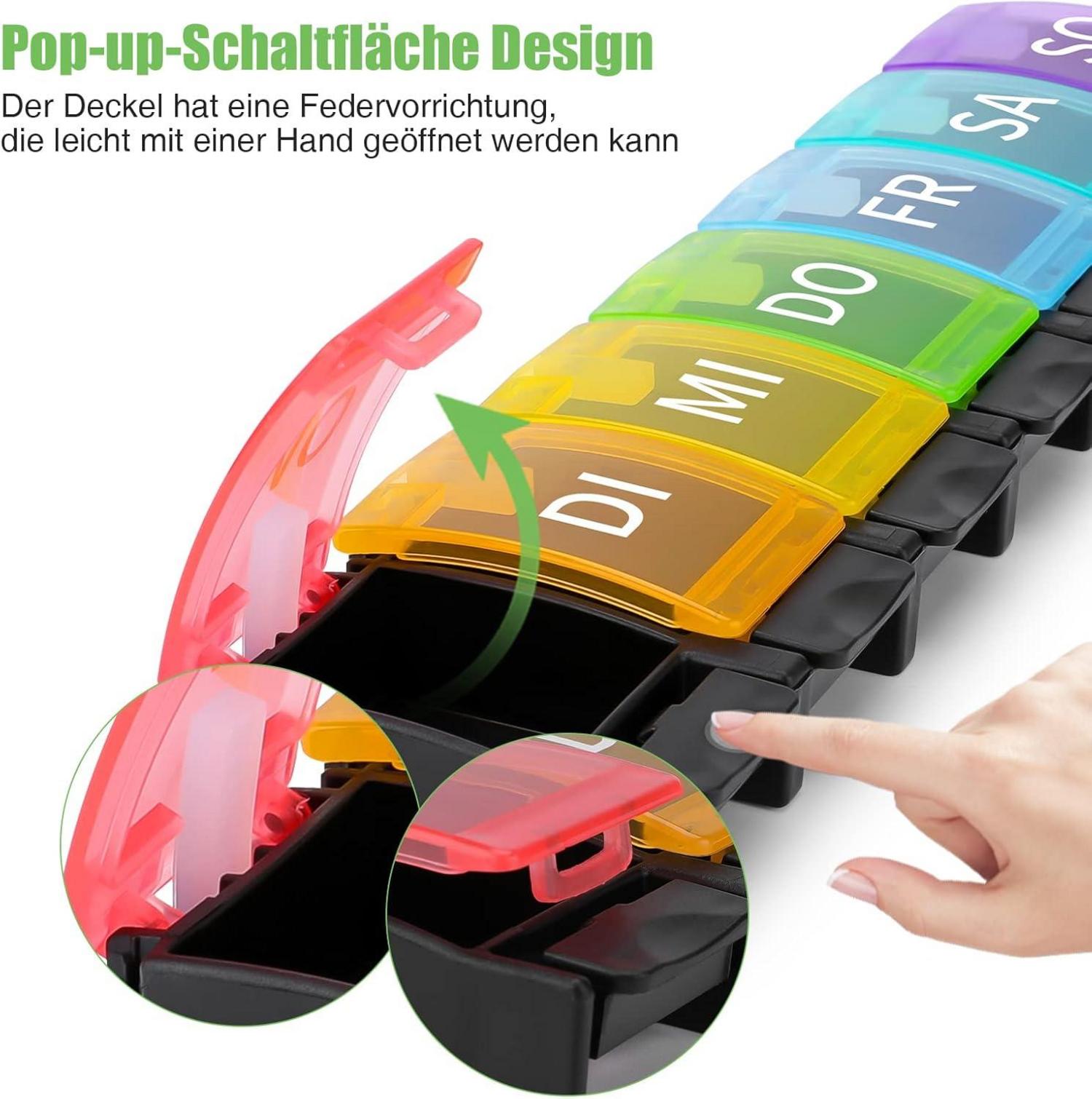 Tablettenbox 7 Tage Deutsch Pillendose Medikamentenbox