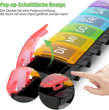 Tablettenbox 7 Tage Deutsch Pillendose Medikamentenbox