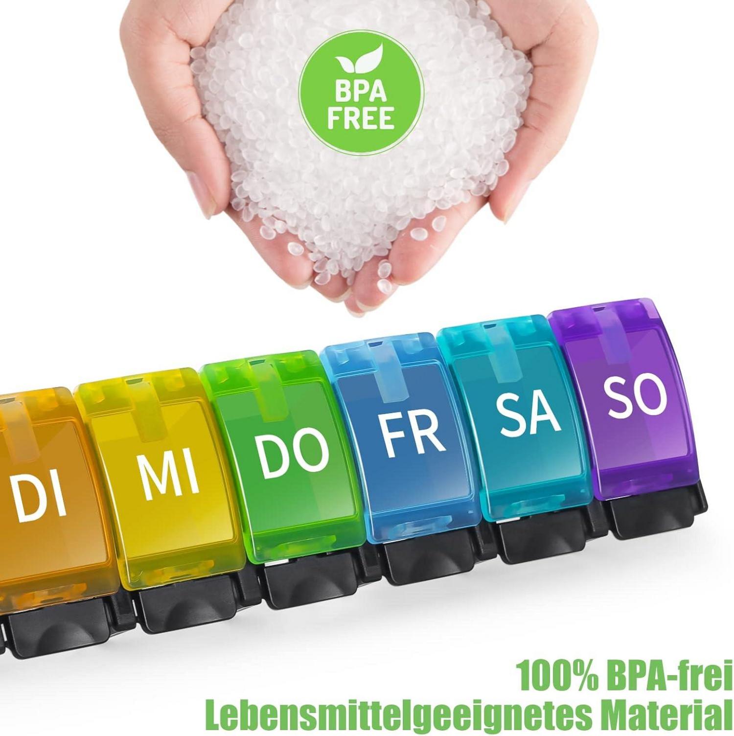 Opret Tablettenbox 7 Tage Deutsch Pillendose 7 Tage Regenbogen Medikamentenbox