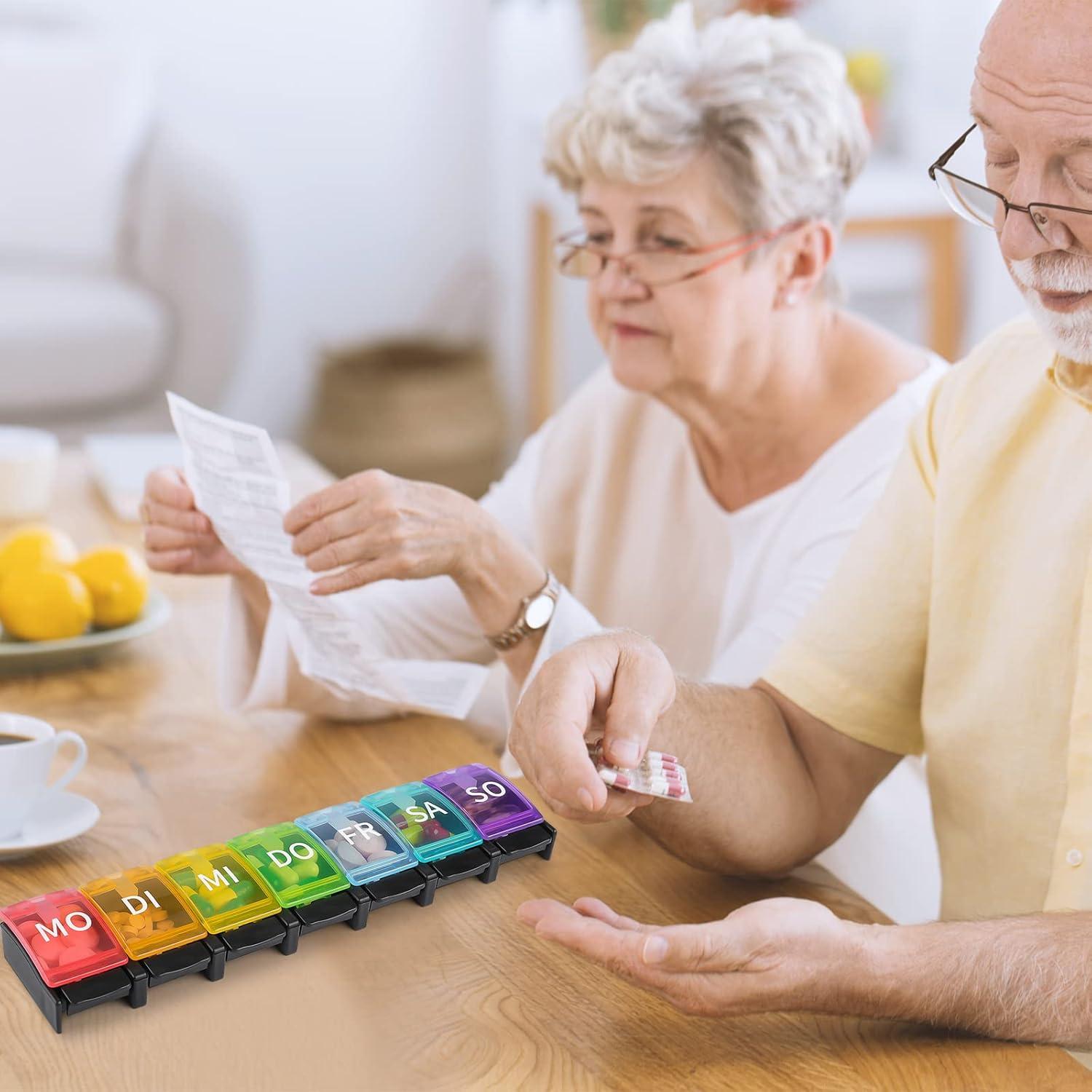 Opret Tablettenbox 7 Tage Deutsch Pillendose 7 Tage Regenbogen Medikamentenbox