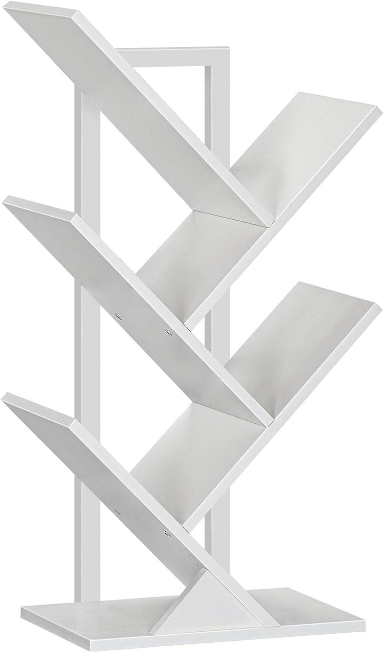 Modernes Standregal Bücherregal Baumform 4 Ebenen Weiß 34x20x71 cm