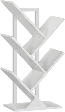Modernes Standregal Bücherregal Baumform 4 Ebenen Weiß 34x20x71 cm