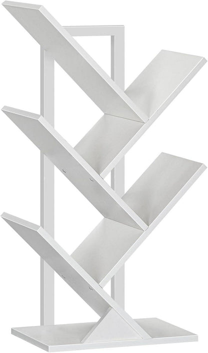 Modernes Standregal Bücherregal Baumform 4 Ebenen Weiß 34x20x71 cm