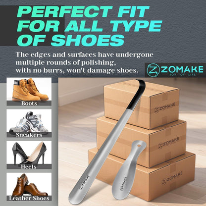 ZOMAKE Schuhlöffel Metall 2er Set 42cm Edelstahl Shoe Horn