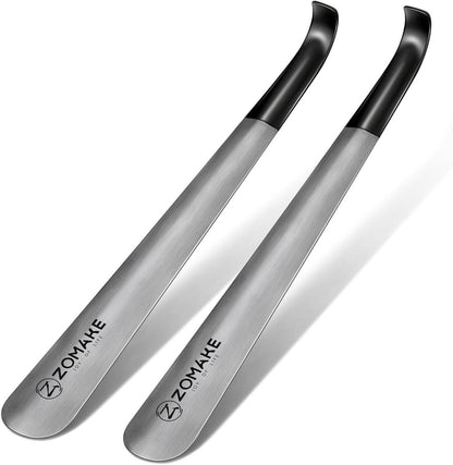 ZOMAKE Schuhlöffel Metall Lang 2er Set - Schuhanzieher Edelstahl 42cm