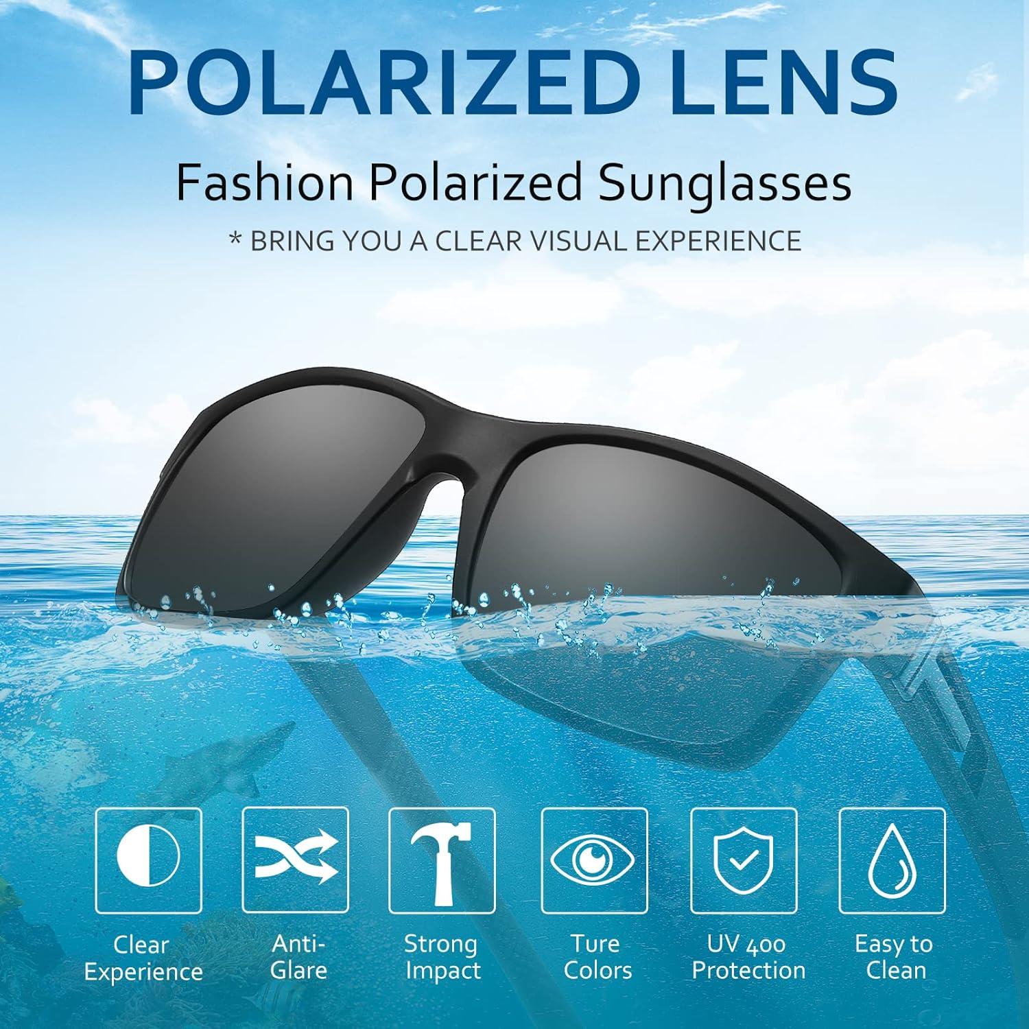 Farrobor Polarisierte Sport-Sonnenbrille 2er Set Männer UV400 Sportlich Outdoor