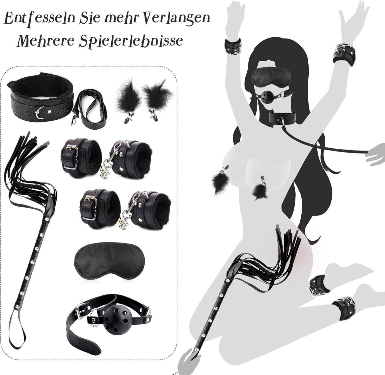 BDSM Fesseln Bondage Set 18-teilig Handschellen Bett