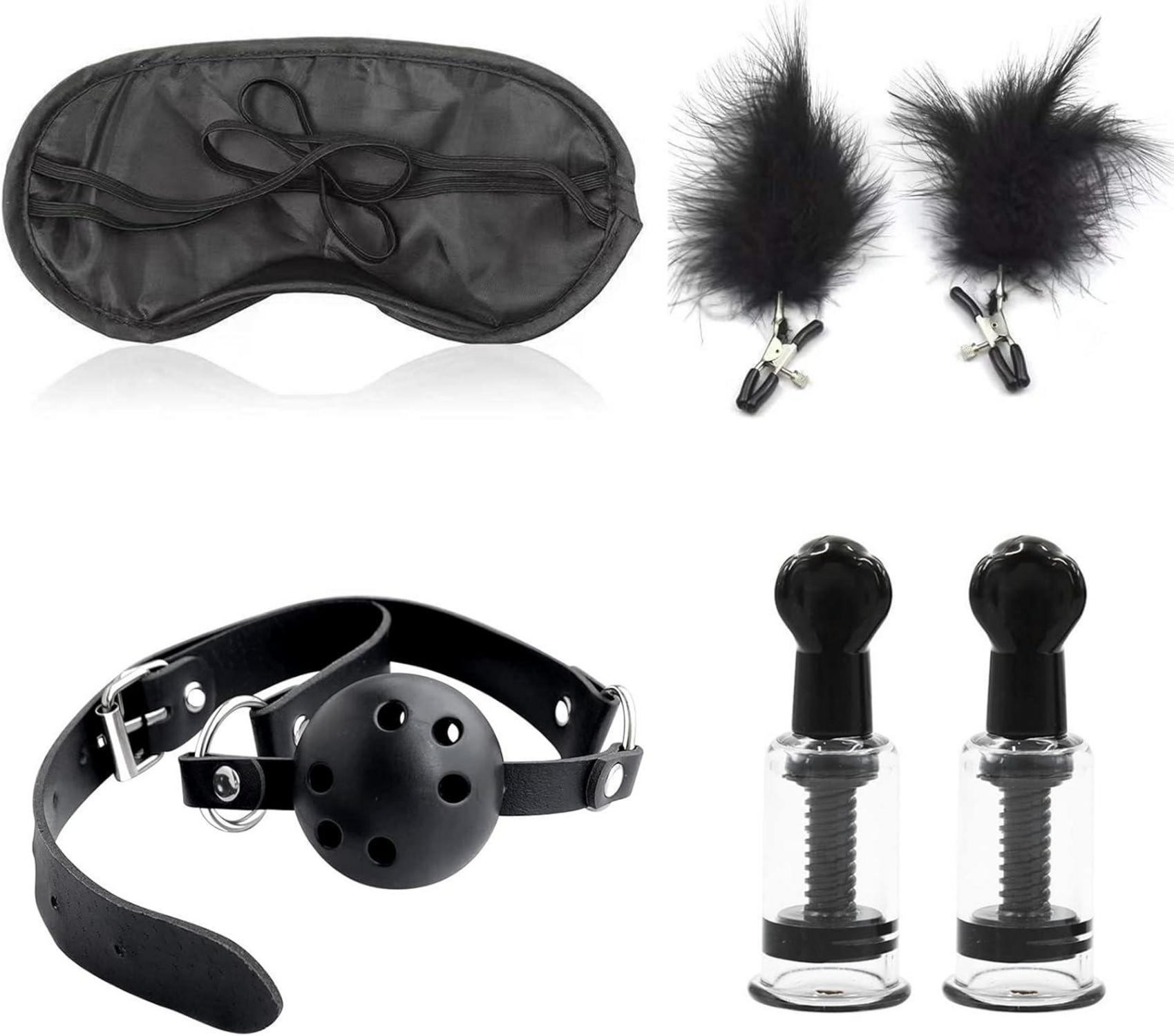 BDSM Bondage Set 18-teilig Handschellen Bett Analplug Dildo