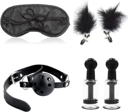 BDSM Bondage Set 18-teilig Handschellen Bett Analplug Dildo
