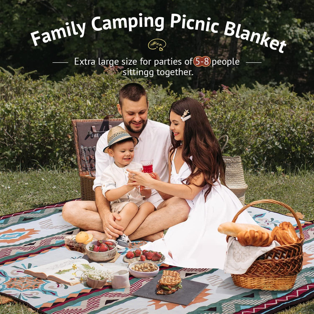Picknickdecke 200x200cm Stranddecke Sandfrei Waschbar Camping Grün