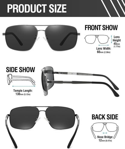 DUCO Premium Retro Square Sonnenbrille Polarisierte Gläser
