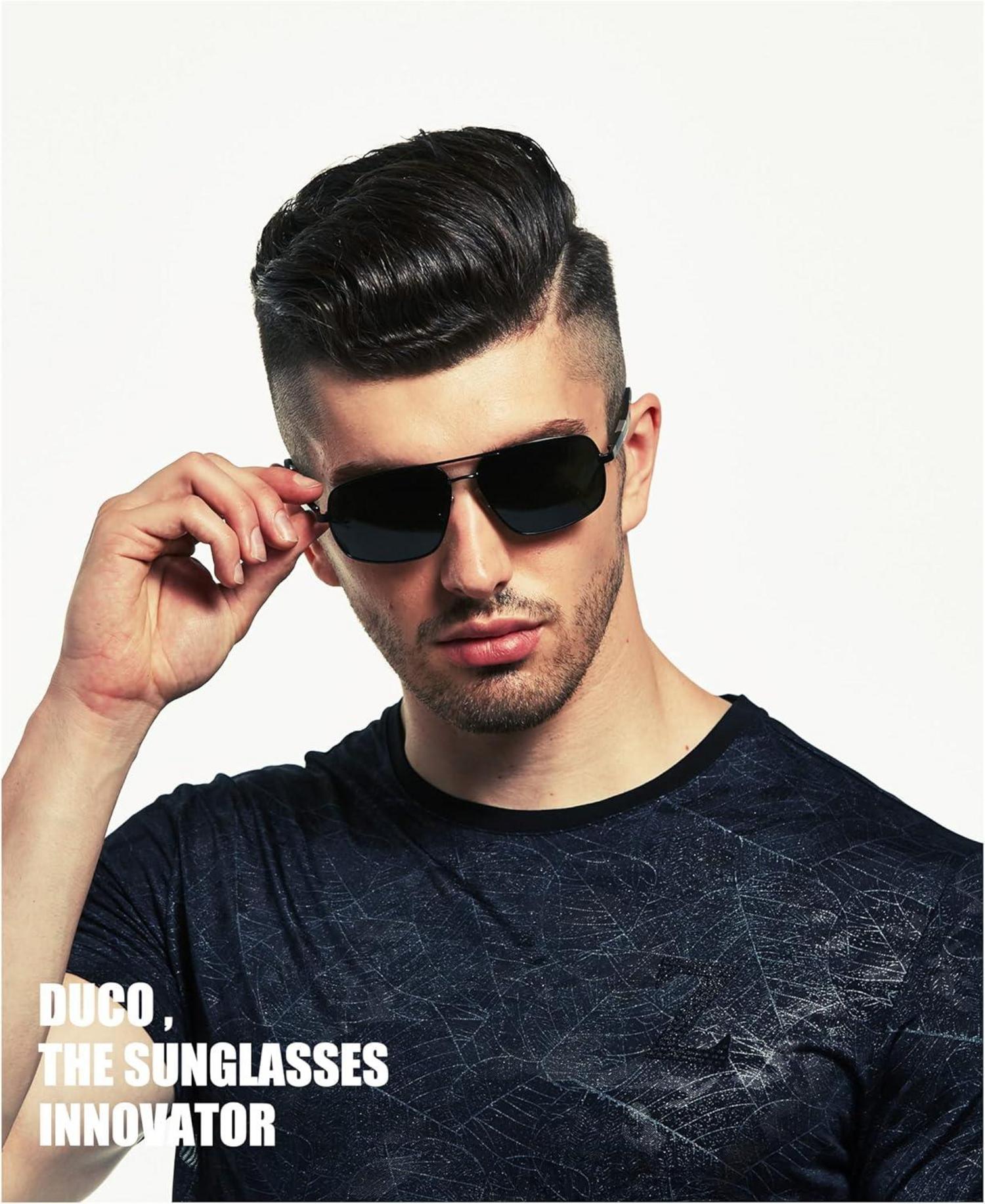 DUCO Polarisierte Sonnenbrille Retro Square Rechteckige Gestell UV400 3379