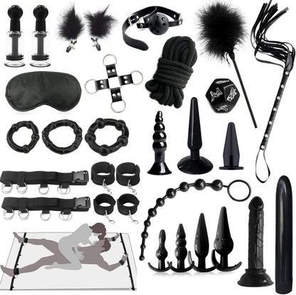 BDSM Sex Set 26-teiliges Bondage-Set Handschellen Analplug Penisring