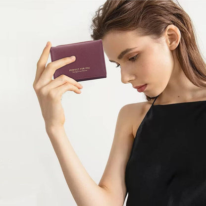 Geldbörse Damen klein elegant mit großem Münzfach Rot
