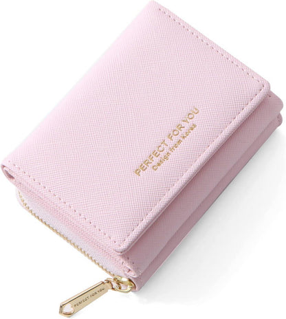 Damen Geldbörse klein mit großem Münzfach und Kapazität, Rosa