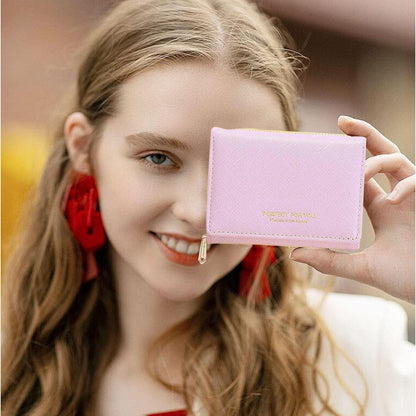 Damen Geldbörse klein mit Großer Kapazität und Münzfach Rosa