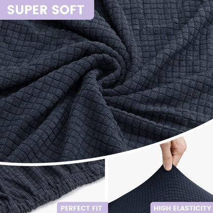 Stuhlhussen 6er Set Dunkelgrau – Stretch Jacquard Bezug