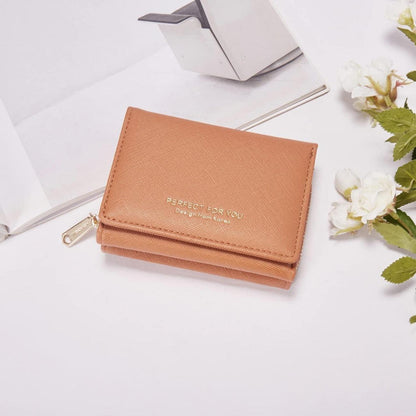 Damen Geldbörse klein Elegantes Portemonnaie mit Münzfach Braun