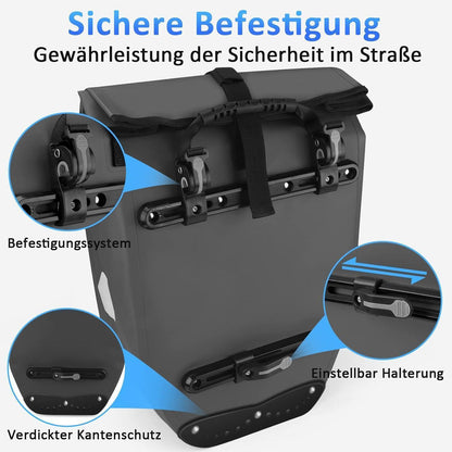 Fahrradtasche Gepäckträger 28L Wasserdicht Reflektoren
