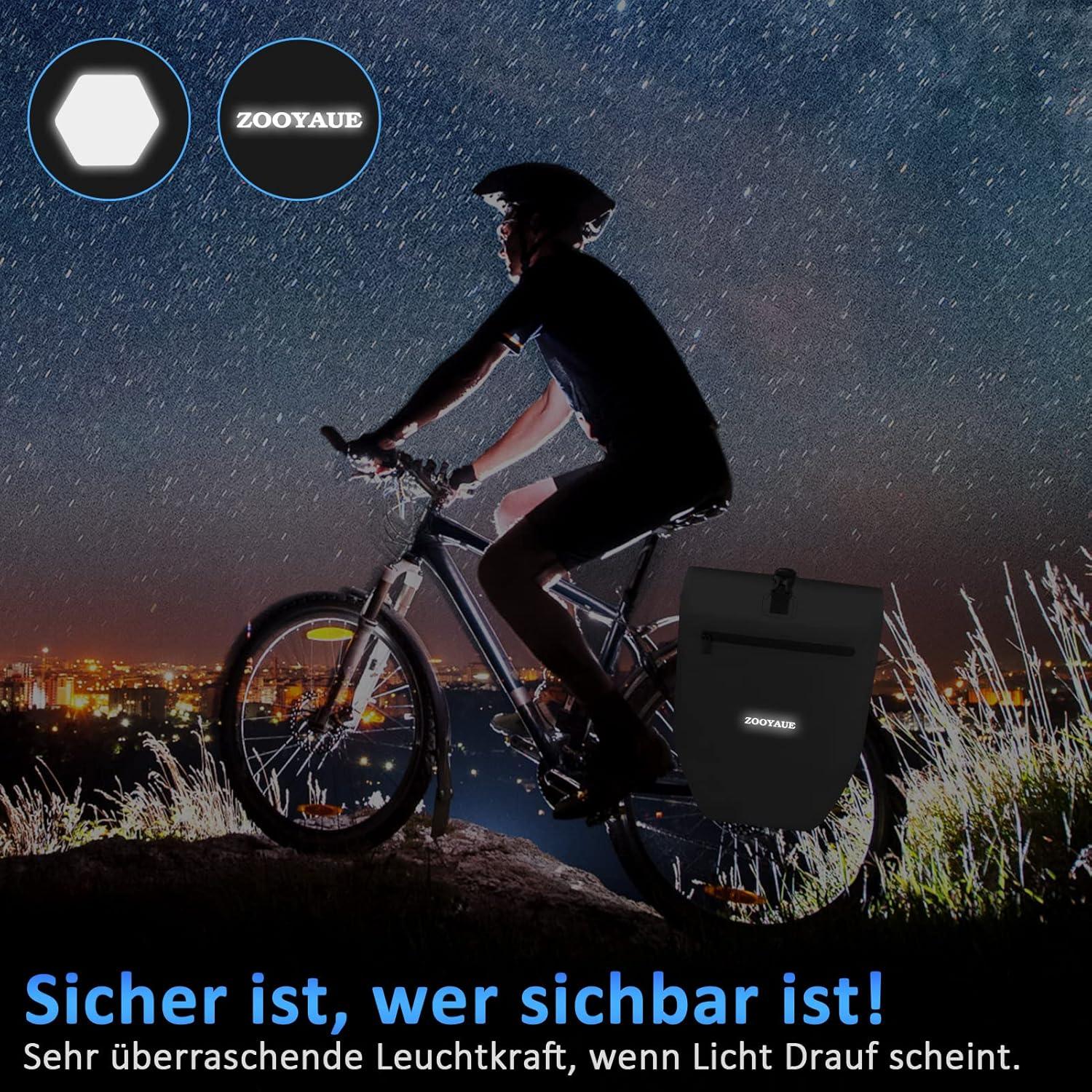 Fahrradtasche Gepäckträger 28L Wasserdicht Schwarz Reflectoren Umhängetasche