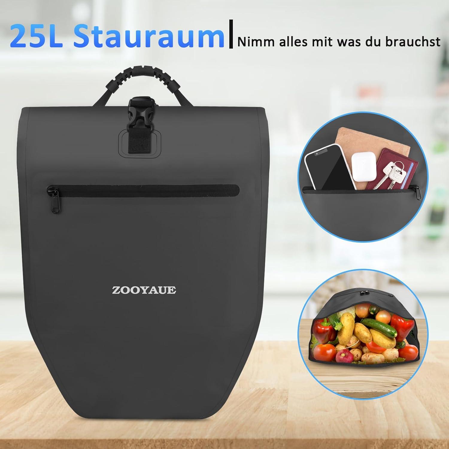 Fahrradtasche Gepäckträger 28L Wasserdicht Schwarz Reflectoren Umhängetasche