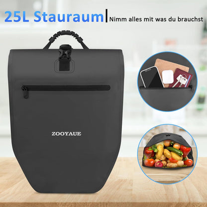 Fahrradtasche Gepäckträger 28L Wasserdicht Schwarz Reflectoren Umhängetasche
