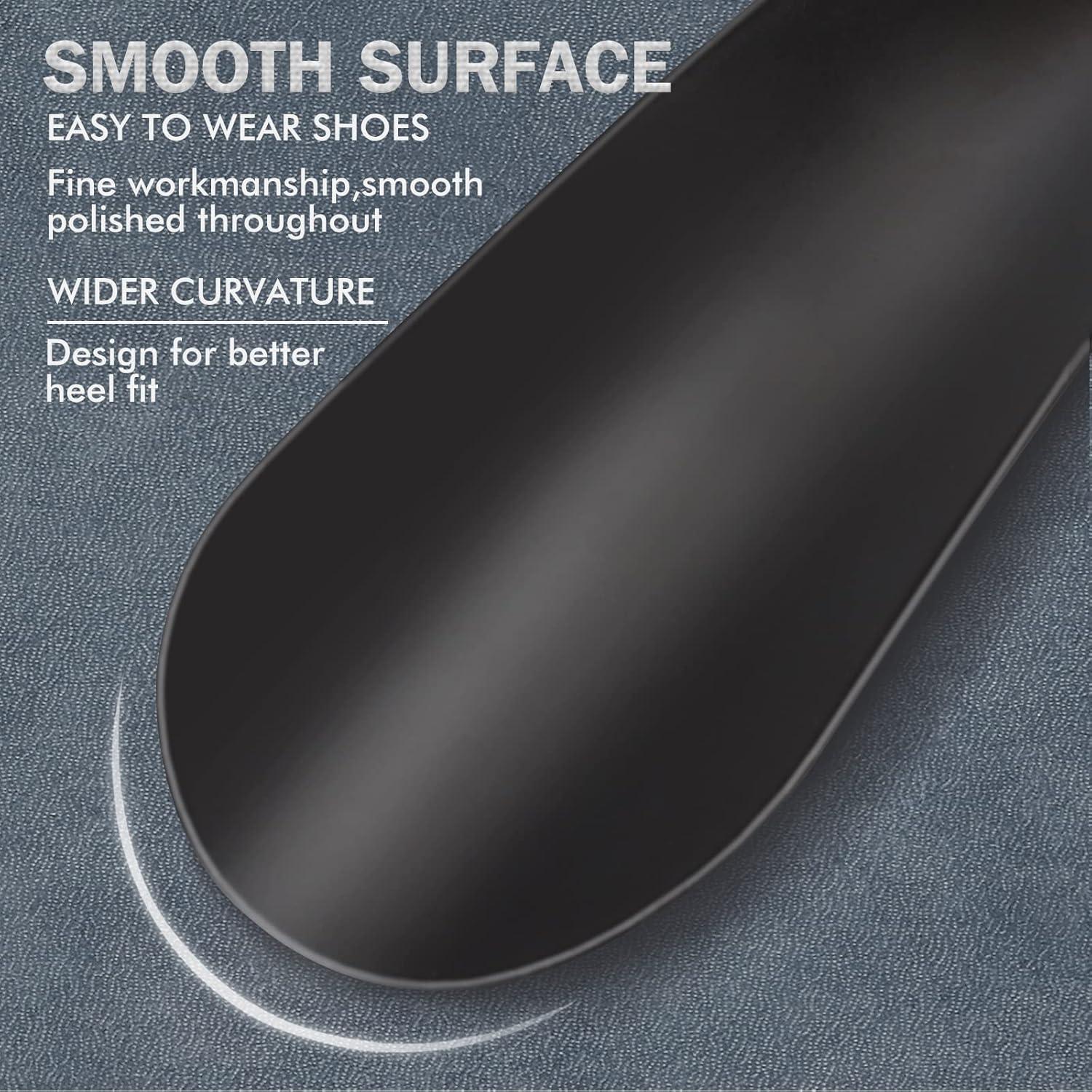 ZOMAKE Schuhlöffel Metall Set 2er Schwarz 42cm & 17cm Lang Edelstahl mit Lederband