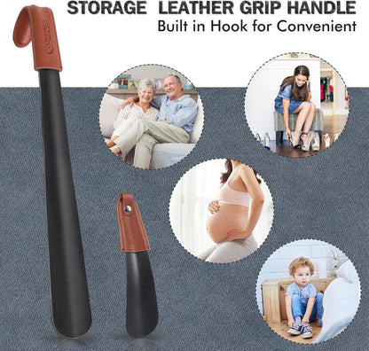 Schuhlöffel Metall Set 2er 42cm 17cm Schwarz Edelstahl Shoe Horn