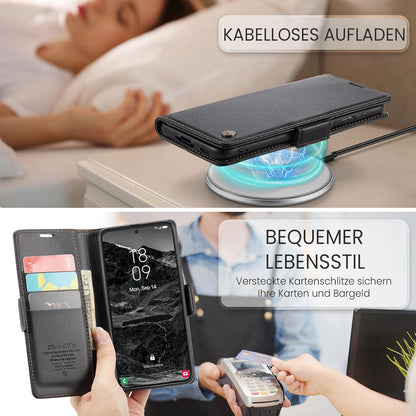 Samsung Galaxy S22 5G Hülle Schwarz Leder Klapphülle mit RFID Schutz 6,1 Zoll