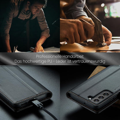 Samsung Galaxy S22 5G Handyhülle Schwarz Leder Kartenfach Standfunktion